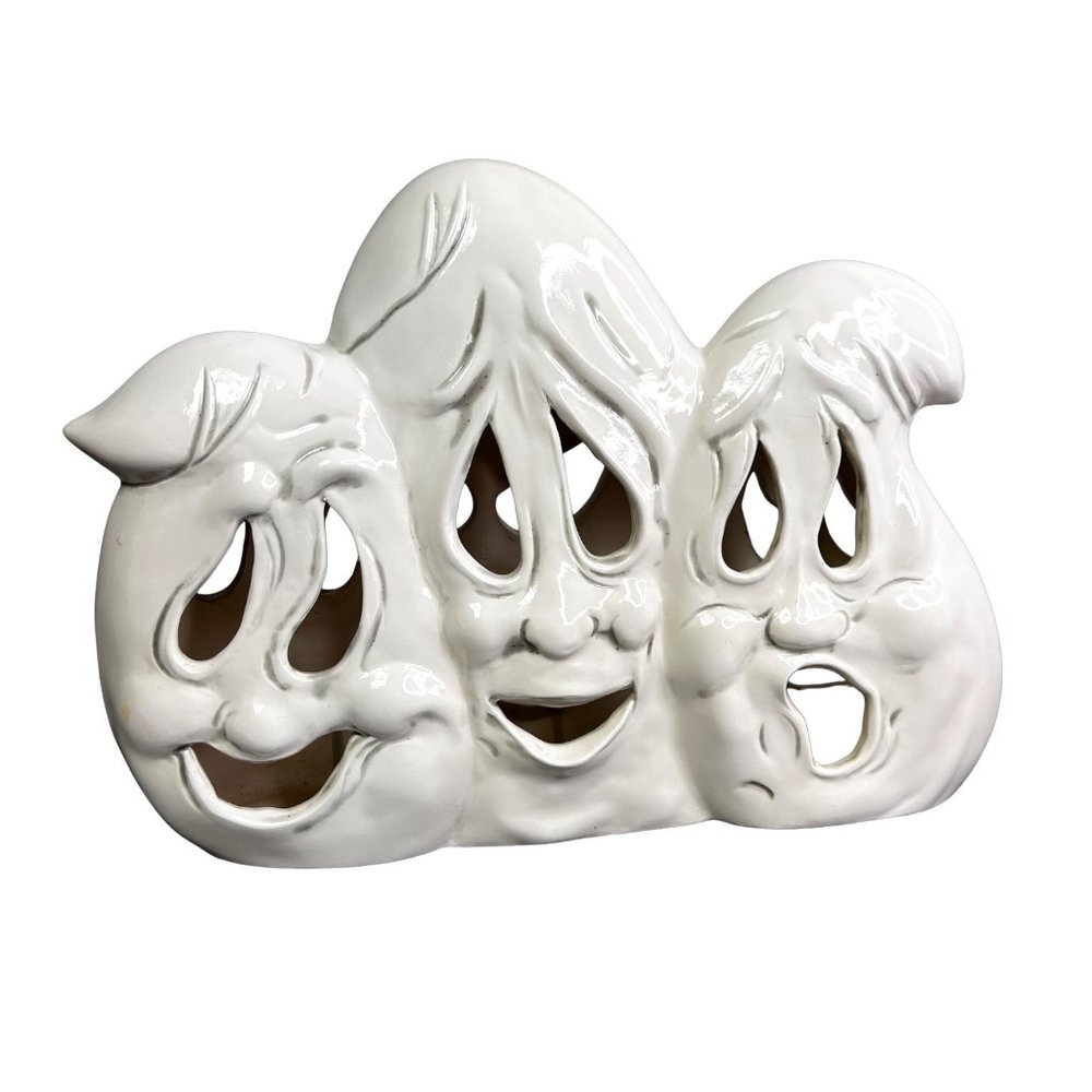 Vintage Halloween Ghost Lighted Decoration Holland Mold Trio Ceramic Figurine - Picture 6 of 15